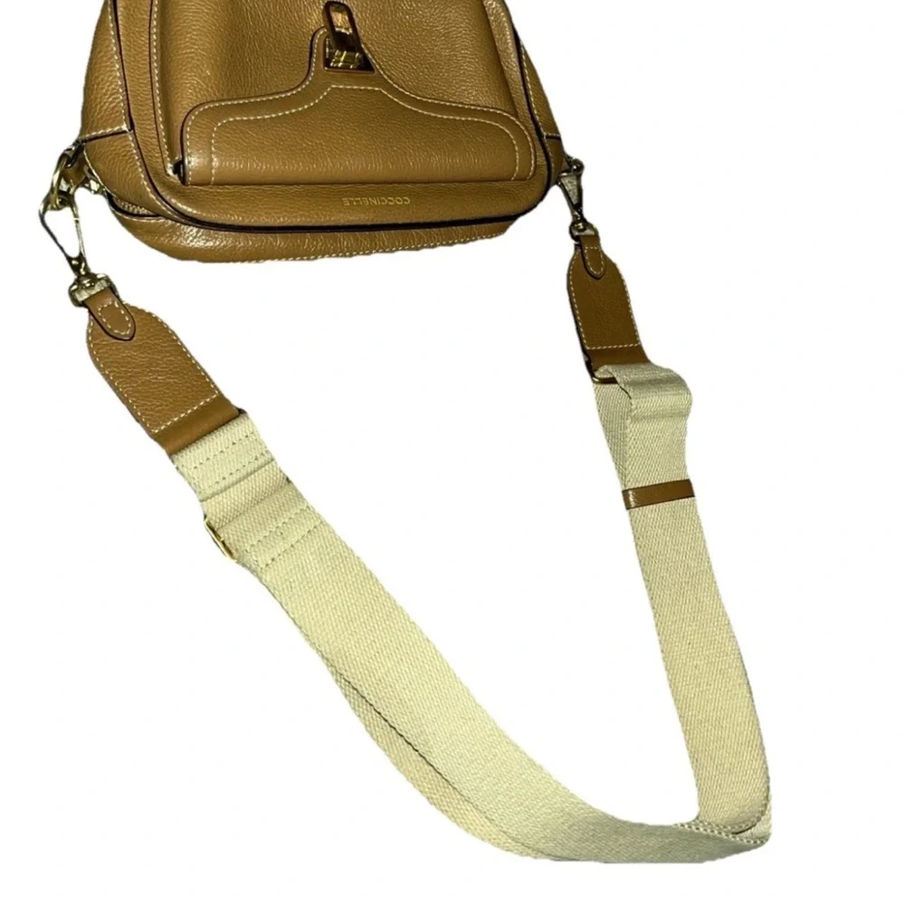 Coccinelle Tan Pebbled Leather Crossbody Bag - Picture 7 of 7